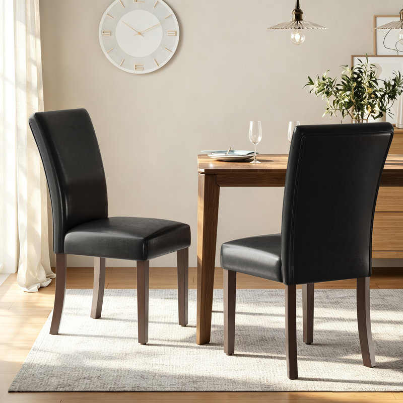 Modern Nailhead Trim Dining Chairs, Upholstered Parsons Side Chairs, Black