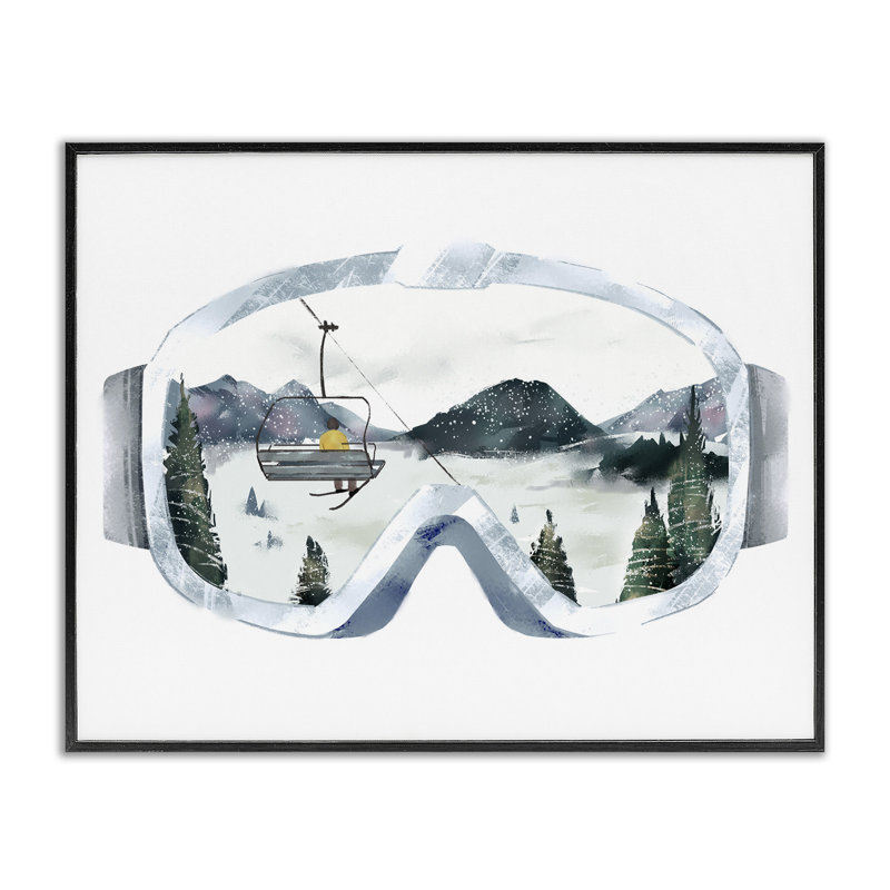 «Ski Mountain Reflection In Sports Goggles Winter Forest», art mural surdimensionné par Ziwei Li, H 16 po x l 20 po