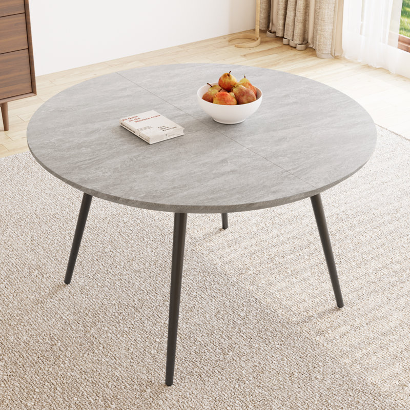 Modern Kitchen Dining Table, Extendable Dining Table, Round to Oval Table, Gray