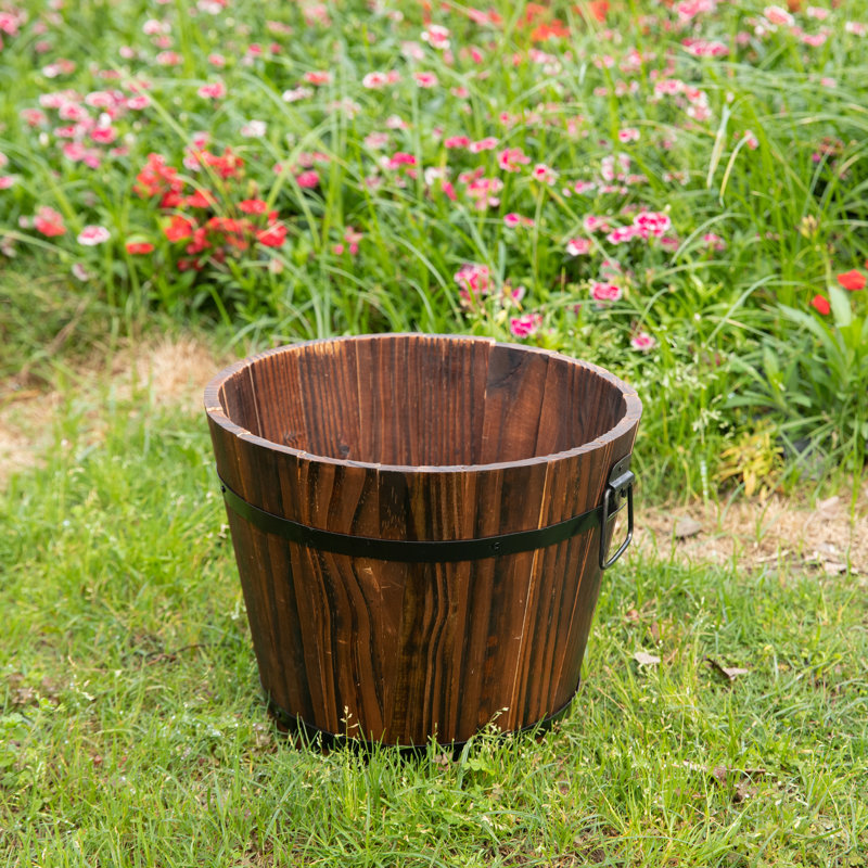Pot à fleurs en bois massif Eugenia Whiskey, H 10 po x l 12 po x P 12 po