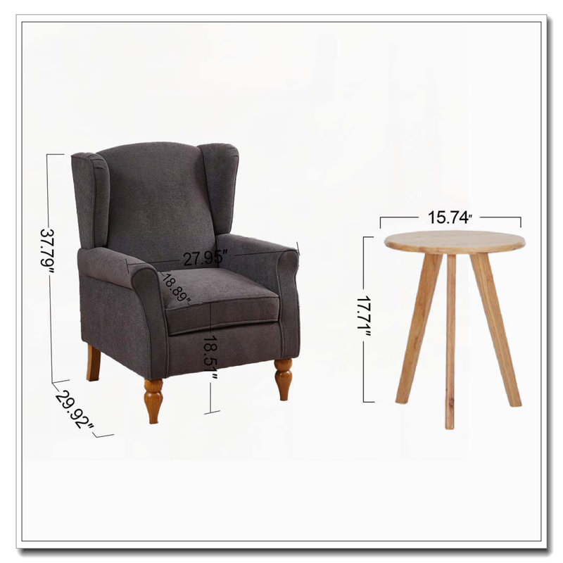 Fauteuil d'appoint à dossier haut, Gris foncé antique