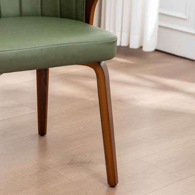 Chaise de salle à manger rembourrée en similicuir Devault, Vert