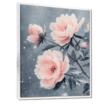 Pivoines au vent d'hiver II - pivoines, art mural