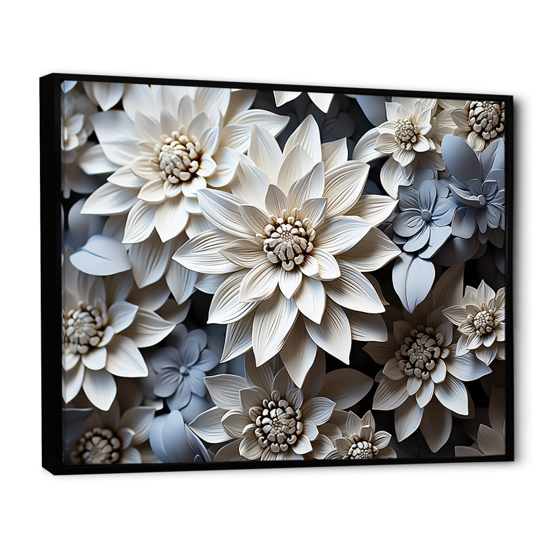 Monochromatique tournesols bleus tranquillité sur toile, Cadre flottant noir, H 34 po x l 44 po x P 1,5 po