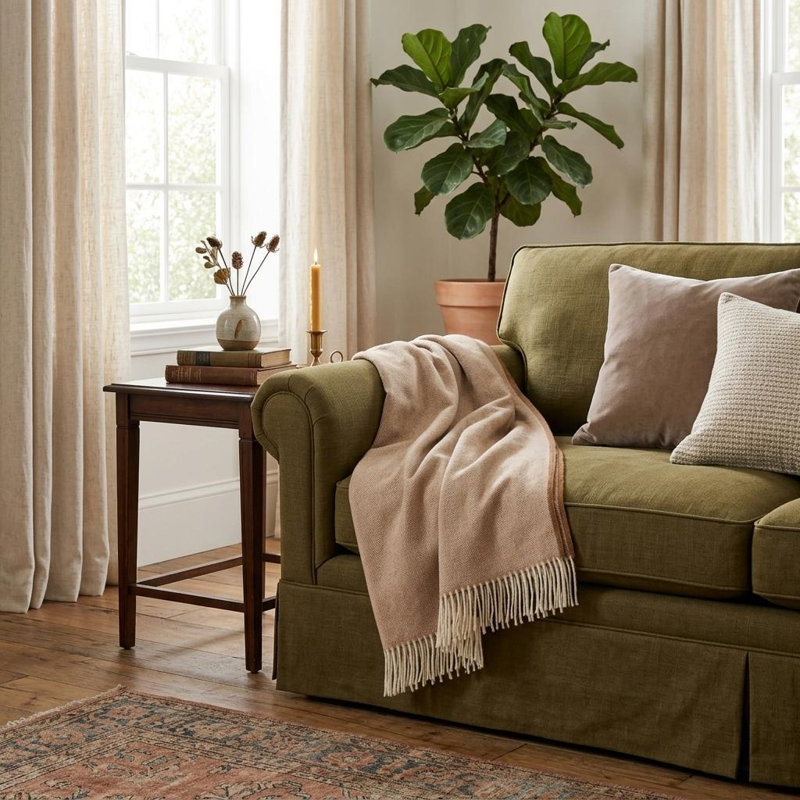 Camel Woven Wool Reversable Throw