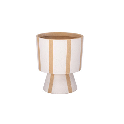 Stoneware Pot Earth Tone Cream..7.25"x7.25"x8.25"h
