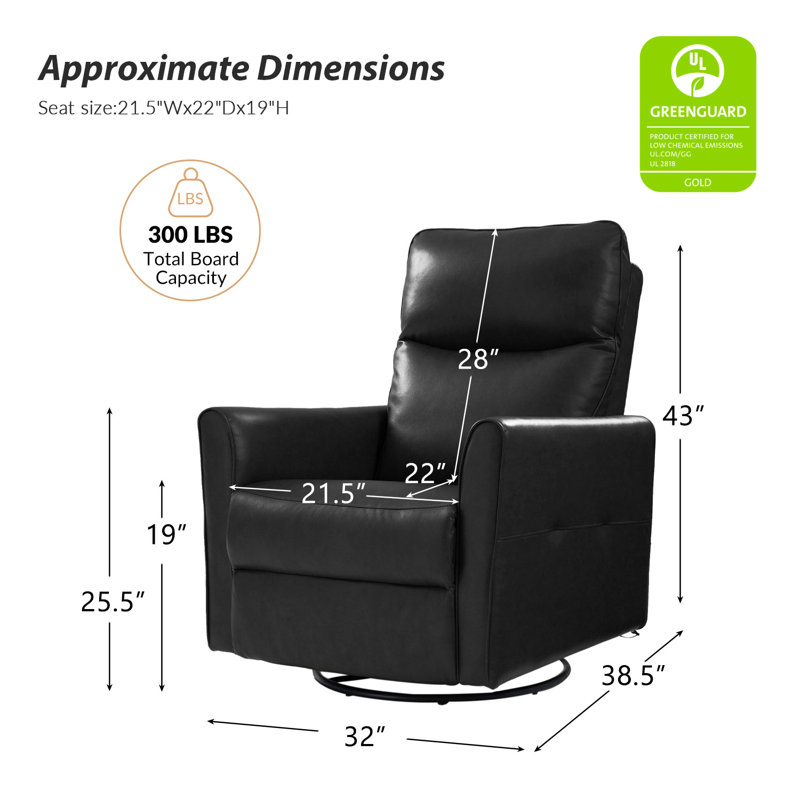 Fauteuil inclinable rotatif à double moteur Tonisia, Noir