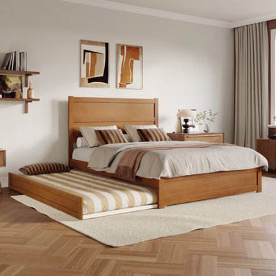 Aveline Wood Platform Bed with Footboard & Trundle