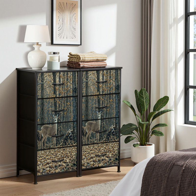 4 Drawer Dresser for Bedroom, Narrow Chest of Drawers, Wooden Top and Study Iron Frame 18"x37.5"-(WxH)