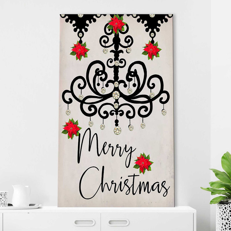 Lustre, Merry Christmas (vertical) par By Jodi - impression, H 30 po x l 18 po x P 1 po, Toile tendue