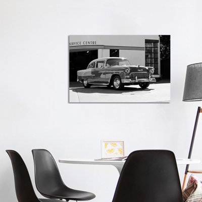 1955 Chevy Bel Air, Black and White 1 Piece Wrapped Canvas Wall Art