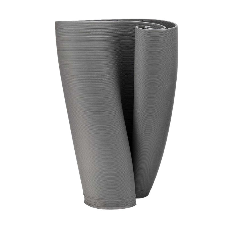 Vase en céramique imprimé gris foncé 3D, H 10,4 po x l 5,1 po x P 5,1 po