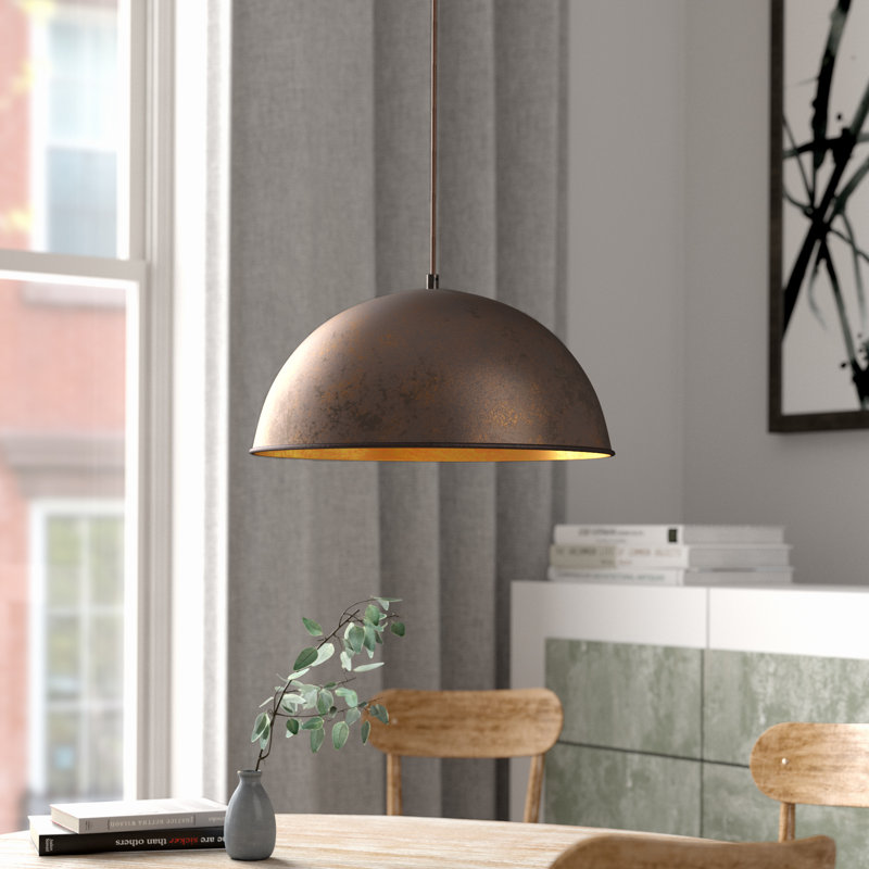 Rodiguez 1 - Light Black Dome Pendant, Rust coloured