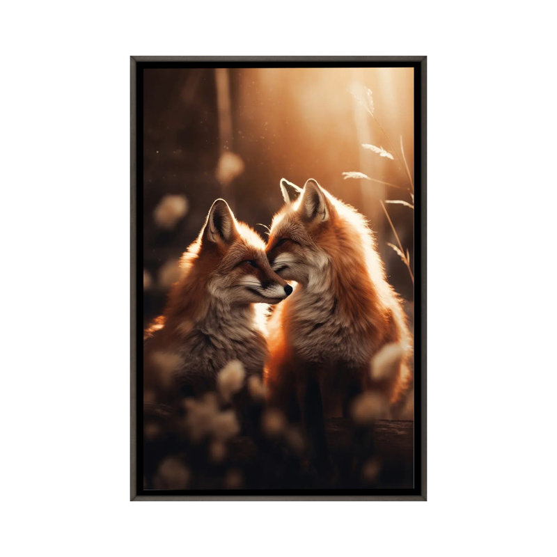 Aimer les renards - reproduction d'art murale encadrée, H 40 po x l 26 po, Reproduction encadrée sans passe-partout, Gris