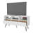 Stylish White And Natural Oak TV Stand With 3 Drawers And 3 Shelves, Perfect For Modern And Rustic Interiors-1013191200