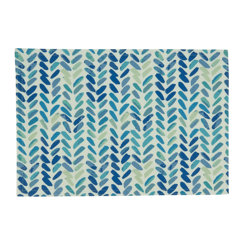Blue Watercolor Chevron Polyester Rectangle Placemats, Set of 4