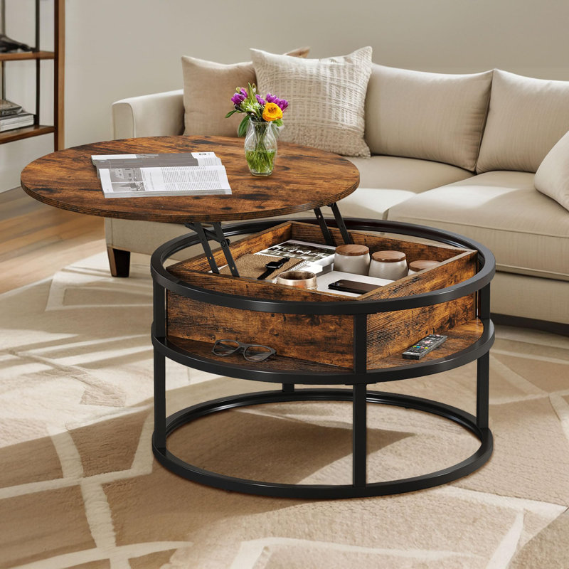 Lift Top Coffee Table with Storage, Rustic Brown