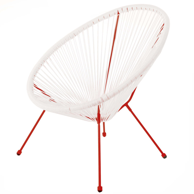 Hallwood Wicker Outdoor Lounge Chair, White/Paprika