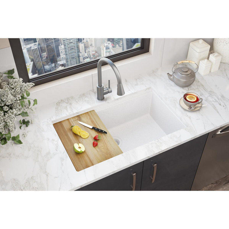 Ensemble 4 pièces pour lavabo sous-comptoir à cuve simple 33 "x 22" x 9 1/2 "Quartz Classic