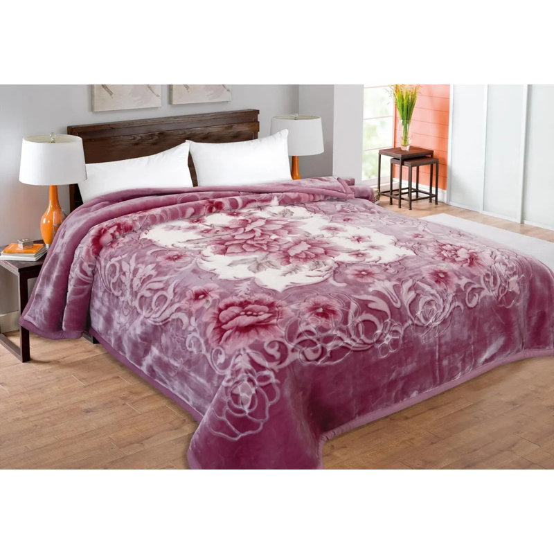 Machine Woven Throw Blanket, Purple Floral