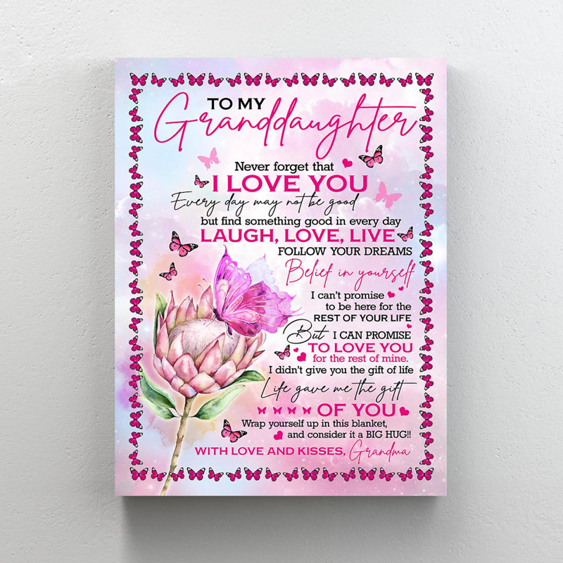 «A Letter To Granddaughter - Never Forget That I Love You», reproduction d'art graphique sur toile tendue