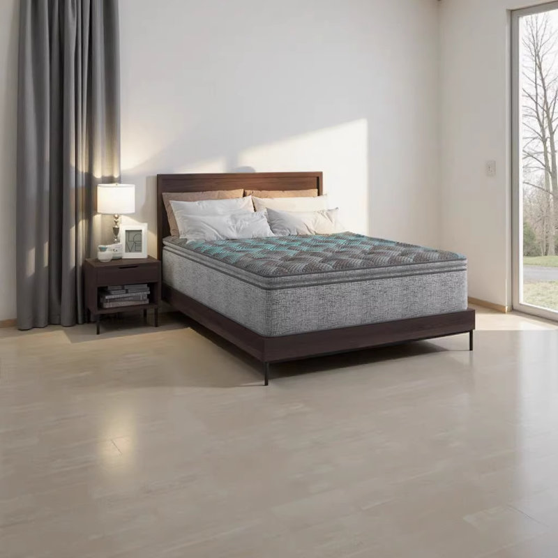 Restonic Comfort Care 11" Hybrid Mattress, Twin Size with Individual Pocketed Coils, Medium Firm Support, Grey+Blue, Cooling Foam for Pressure Relief & Motion Isolation