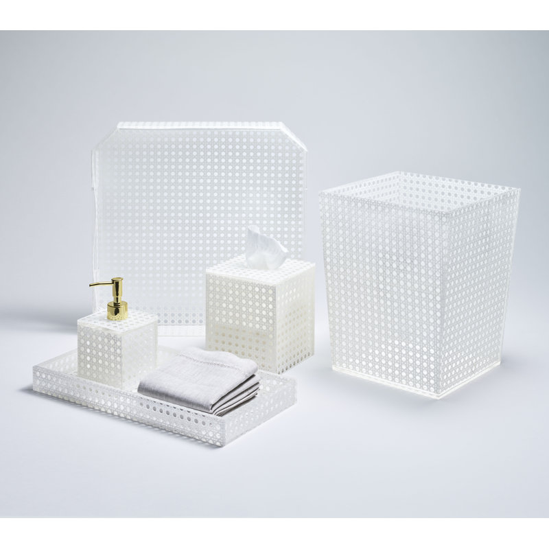 Reed Bathroom Accessory Tray, White