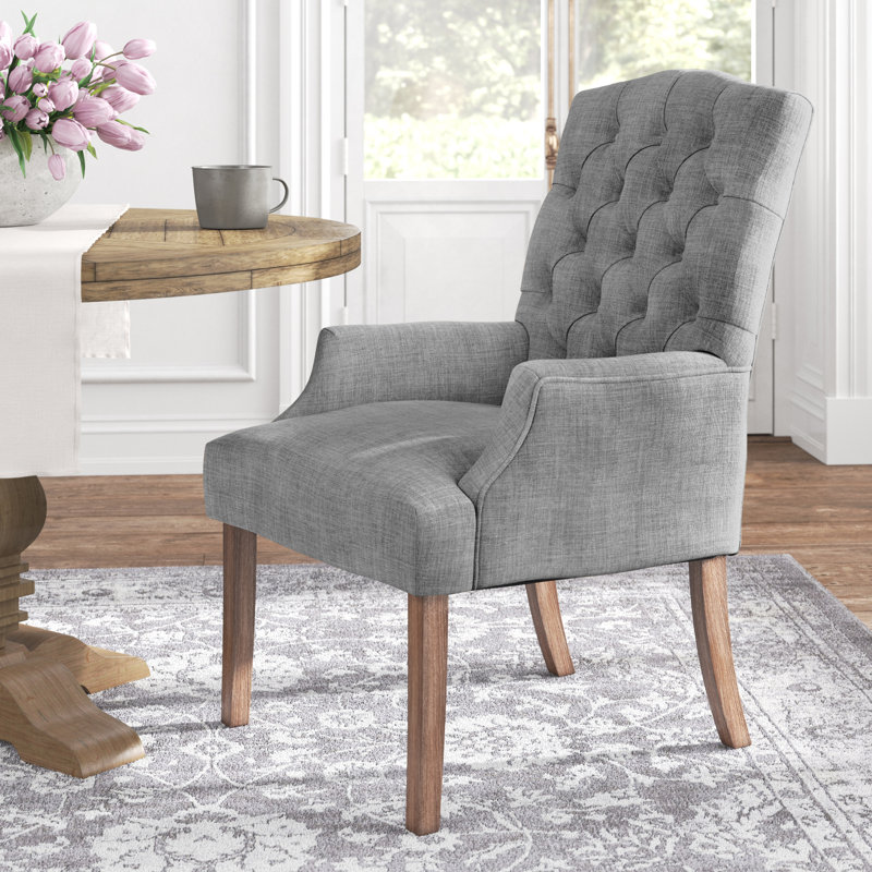 Kondo 19.75'' H Tufted Linen Upholstered Armchair, Grey Linen