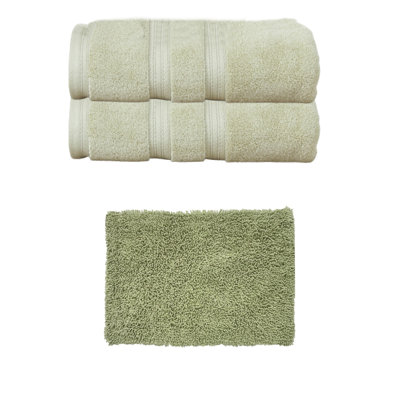 Ensemble de serviettes 6 pièces 100% coton et 1 tapis de bain 17 x 24 "Fantasia Collection, (ensemble de 7)