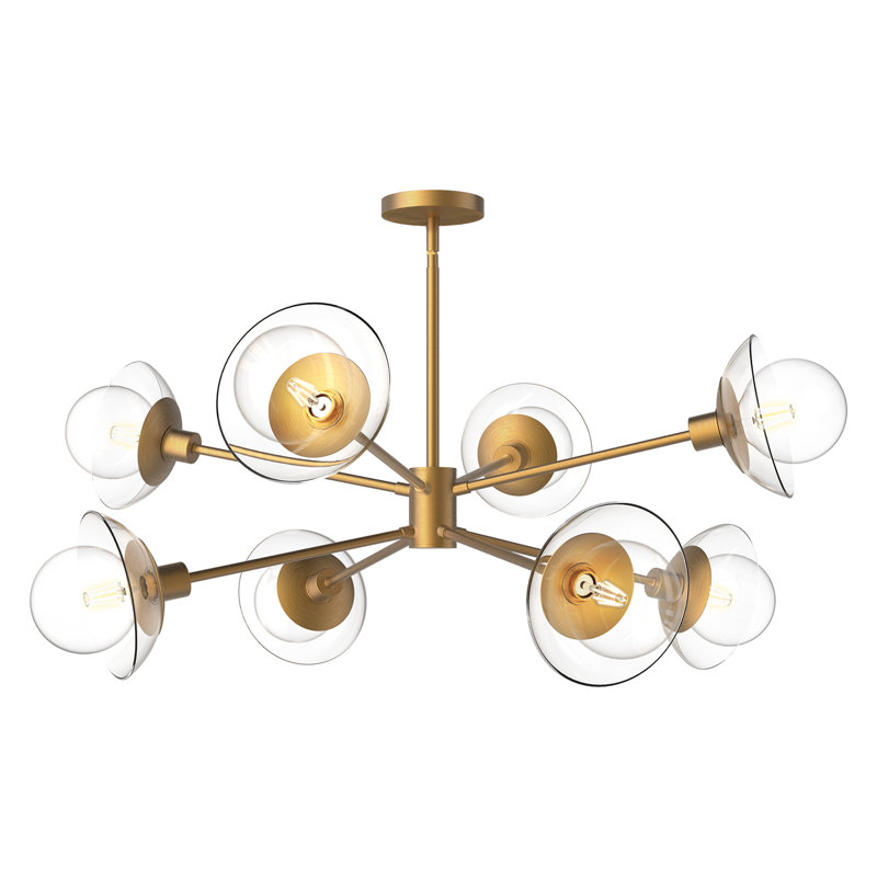 Lustre sphérique spoutnik 8 lumières Francesca, Doré vieilli