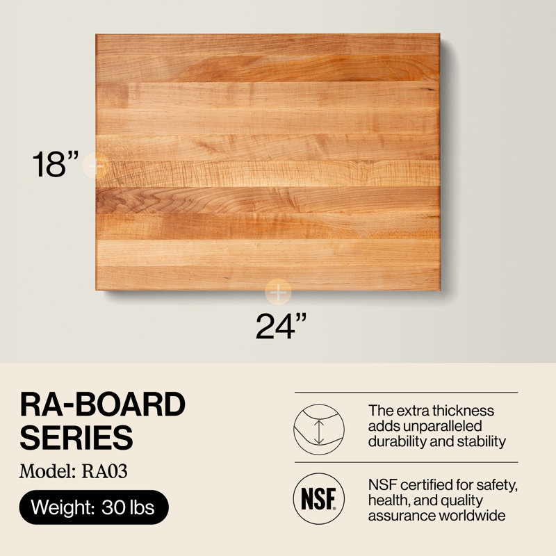 John Boos Maple Wood Edge Grain Reversible Cutting Board, Maple, 24" L x 18" W 2.25"D