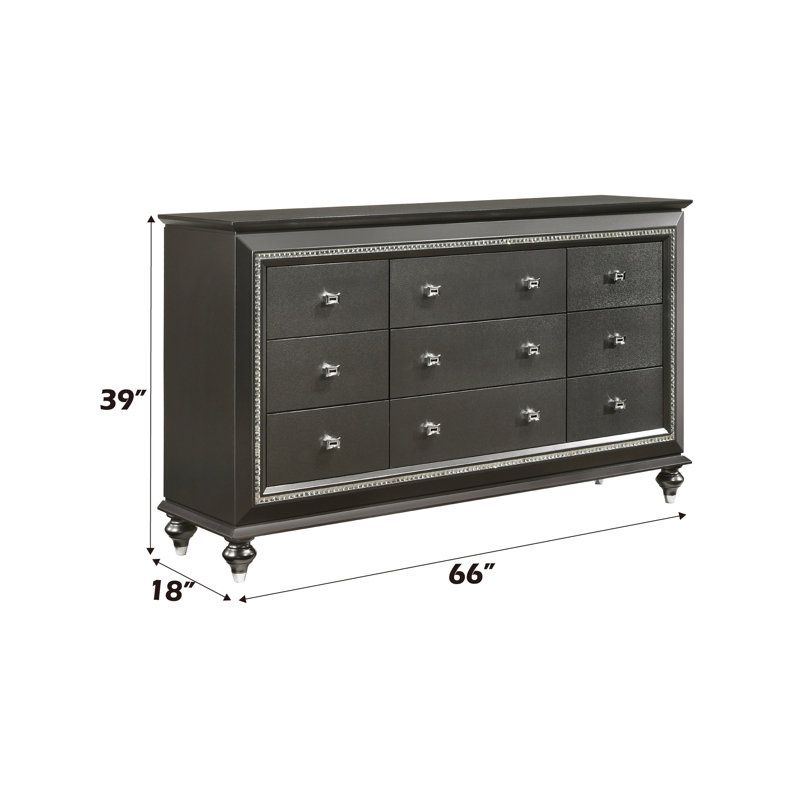 Commode à finition gris métallique, Gris argenté