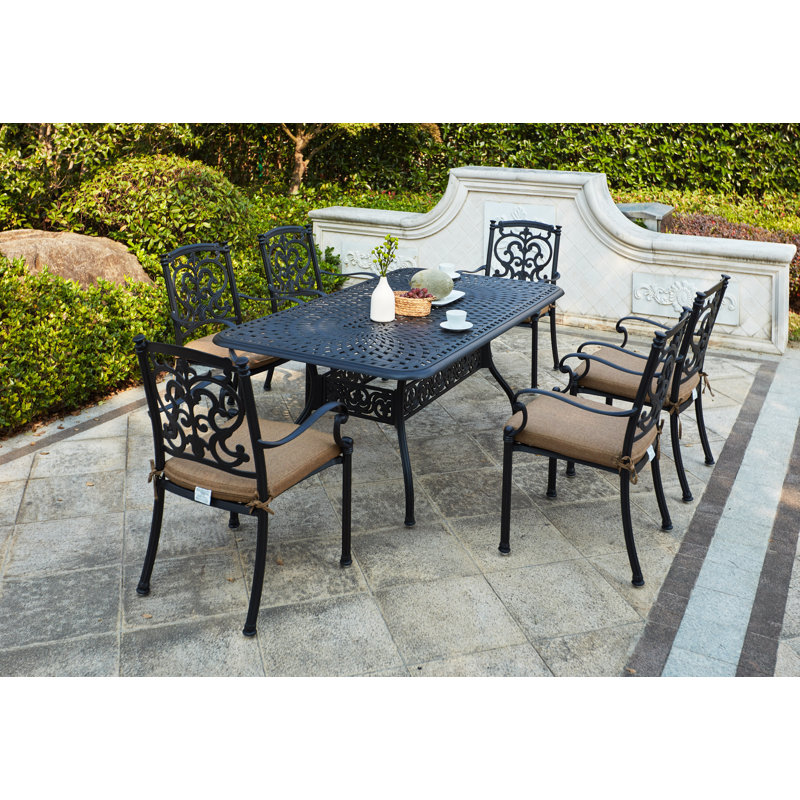 Anhar 7-Piece Patio Dining Set with Cushions and 42 x 72'' Rectangular Dining Table