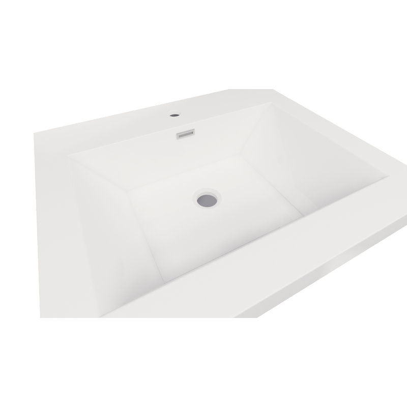 MEBO 19'' White Reinforced Acrylic Rectangular Bathroom Sink with Overflow
