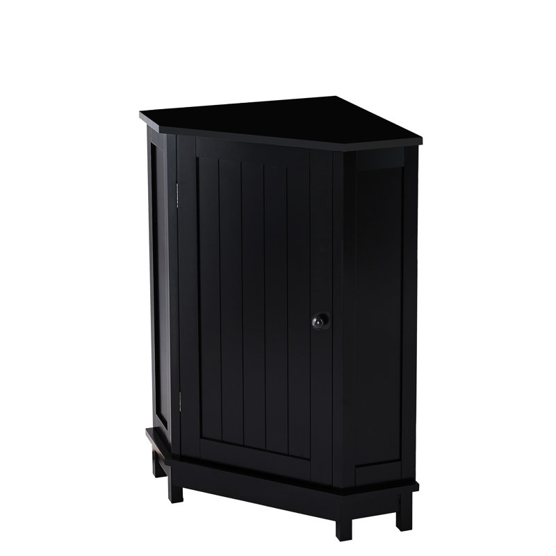 Modern Style Black Cabinet, Triangle Corner, Adjustable Shelves, Construction Bathroom Shelf, Increases Storage Capacity
