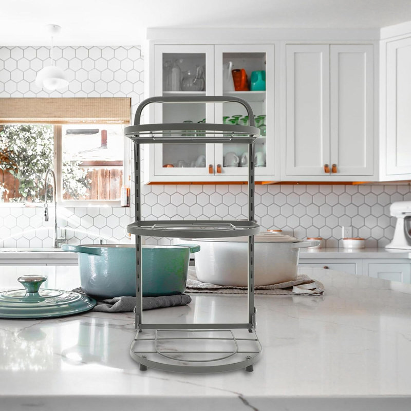 Heavy Duty Foldable Kitchen Pot Organizer Rack Multi Layer Storage Shelf For Pots Pans Steamers And Spice Bottles Stable Space Saving Countertop And Cabinet Kitchen Supply