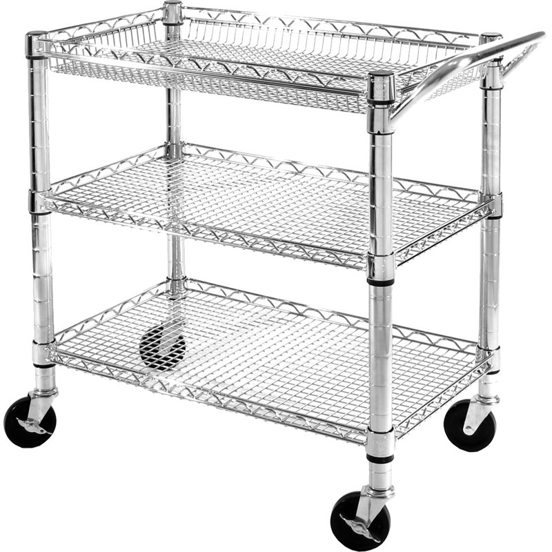 Heavy-Duty UltraZinc Steel Utility Cart with Adjustable Shelves