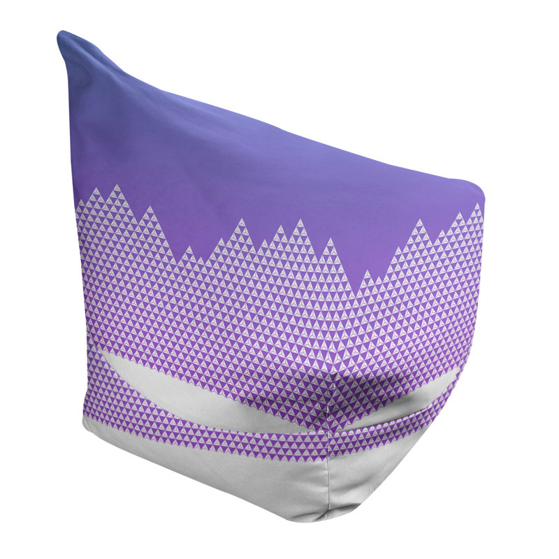 Sac de pois Leffel, H 38 po x l 42 po x P 29 po, Pouf fauteuil, Bleu / mauve / gris