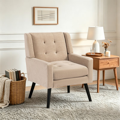 Tufted Upholstered Wide Back Armchair
