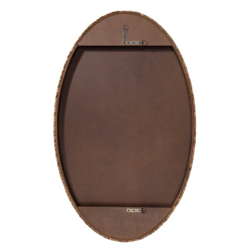 Beige Braided Oval Seagrass Accent Mirror