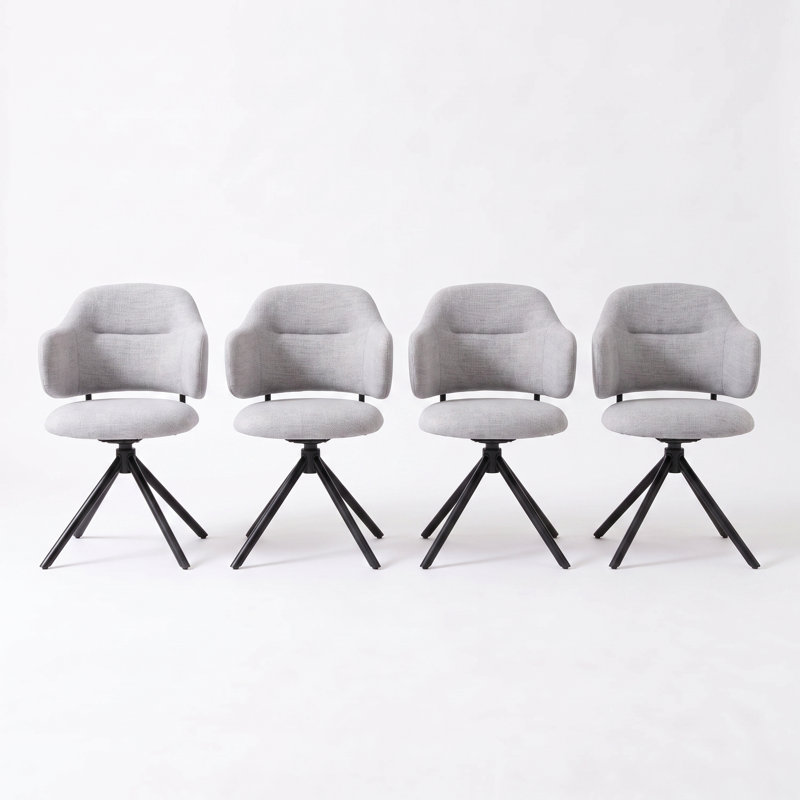 49 cm H Chenille Cantilever Chair, 4, Grey
