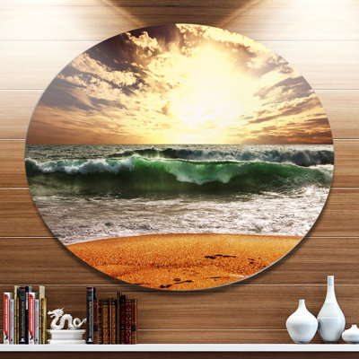 «Rager Green Waves At Sunset», reproduction de photo sur métal