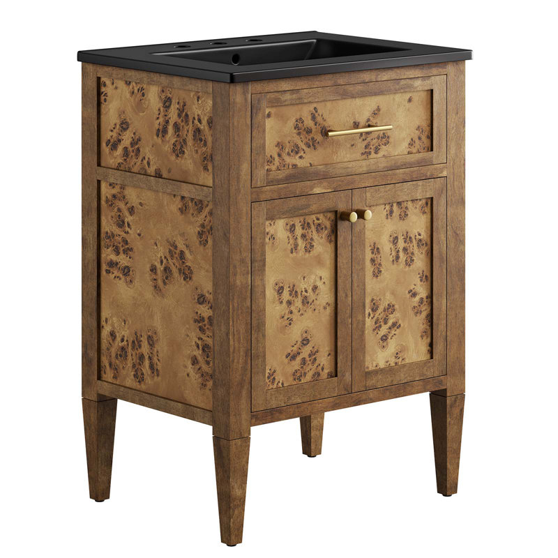 Modway Elysian Single Bathroom Vanity with Top, Brown, Black