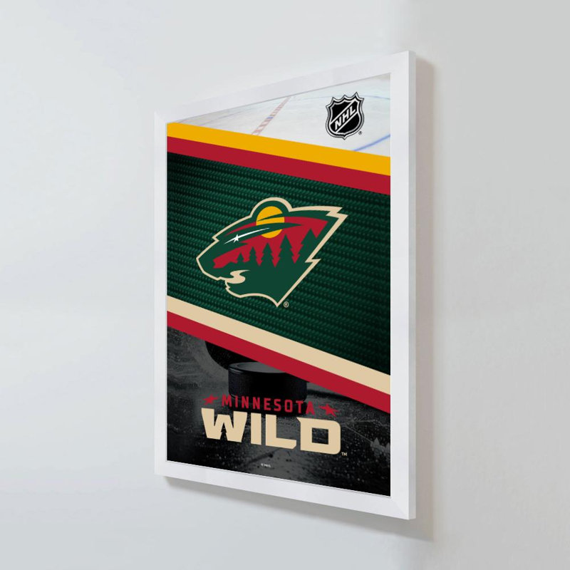 Art mural Minnesota Wild NHL, H 36 po x l 24 po, Acrylique encadré, Blanc