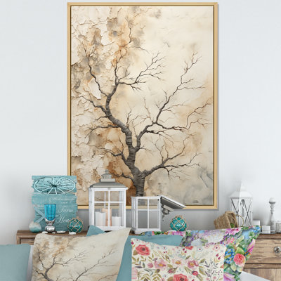 «Beige Trees Oak Solitude III», reproduction sur toile