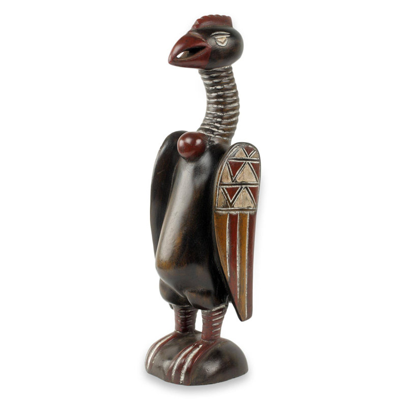 Novica Senufo Kalaho Bird Wood Sculpture