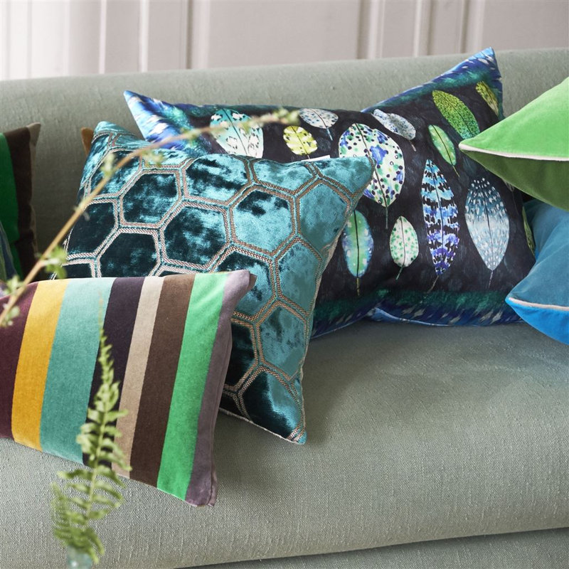 Manipur Velvet Decorative Pillow, Jade, 17"H x 17"W