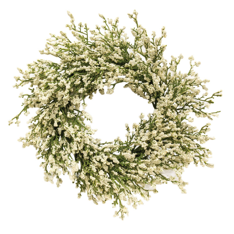 Faux Astilbe Plastic 12'' Wreath, Cream