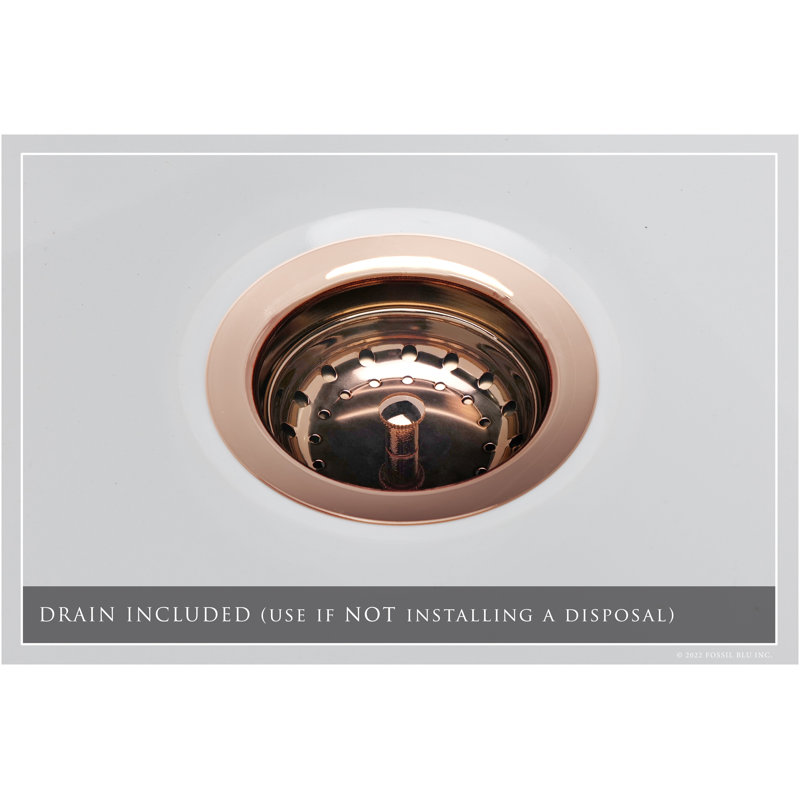 Luxury Solid Fireclay Farmhouse Sink, Polished Rose Gold Accessories
