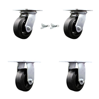 4 Piece Rubber on Steel Caster Set